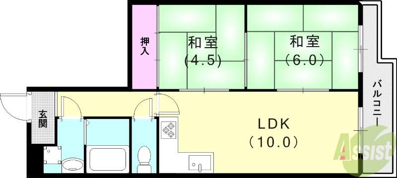 【尼崎市杭瀬北新町のマンションの間取り】