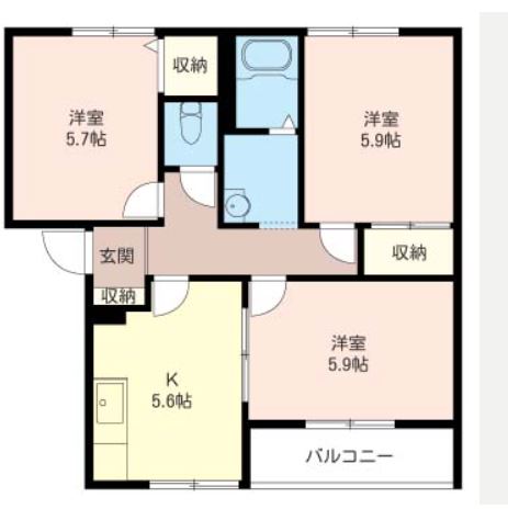 タウンヒル松葉Ｂ棟の間取り