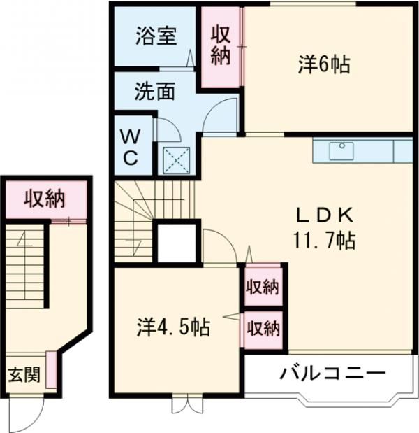 天理市中町のアパートの間取り