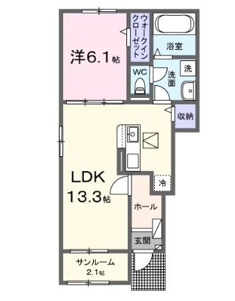 岡山市東区西大寺東のアパートの間取り