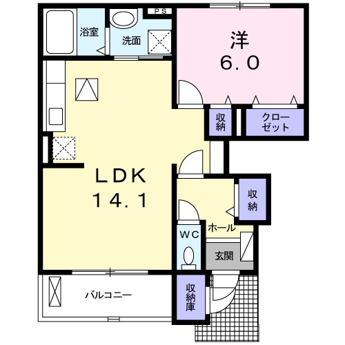 瑞浪市松ヶ瀬町のアパートの間取り