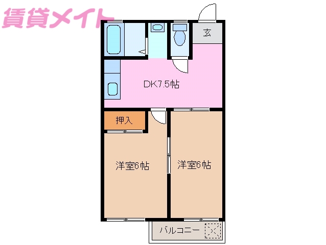 三重郡菰野町大字田口新田のアパートの間取り