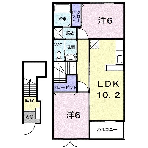 登米市中田町石森のアパートの間取り