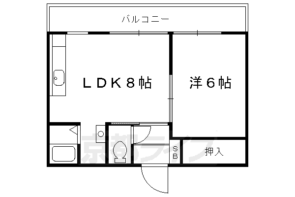 京都市伏見区深草直違橋９丁目のマンションの間取り