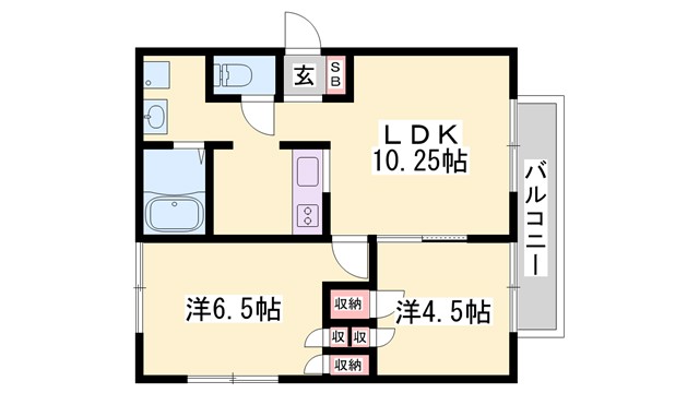 アメニティ寺前B棟の間取り