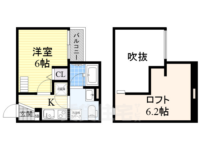 大阪市生野区林寺のアパートの間取り