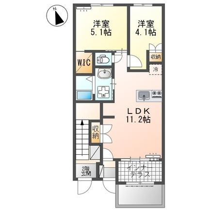 北九州市八幡東区東山のアパートの間取り