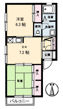 広島市南区向洋新町のアパートの間取り