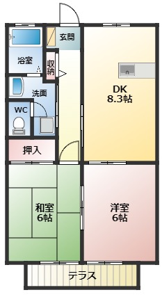 松原市丹南のアパートの間取り