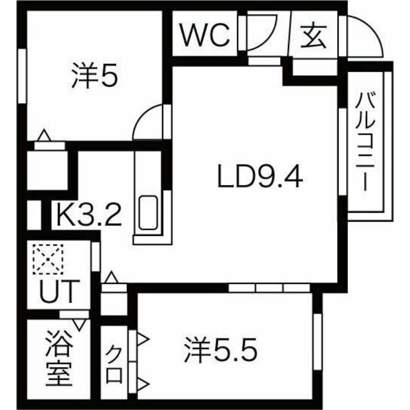 札幌市北区北二十七条西のマンションの間取り