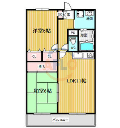 大阪市西成区鶴見橋のマンションの間取り