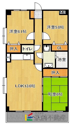 福岡市西区拾六町のマンションの間取り