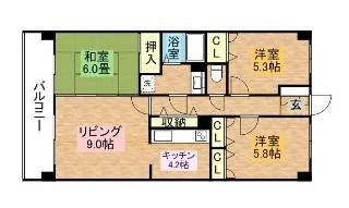 【福岡市城南区片江のマンションの間取り】