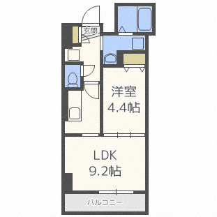 札幌市中央区南十四条西のマンションの間取り