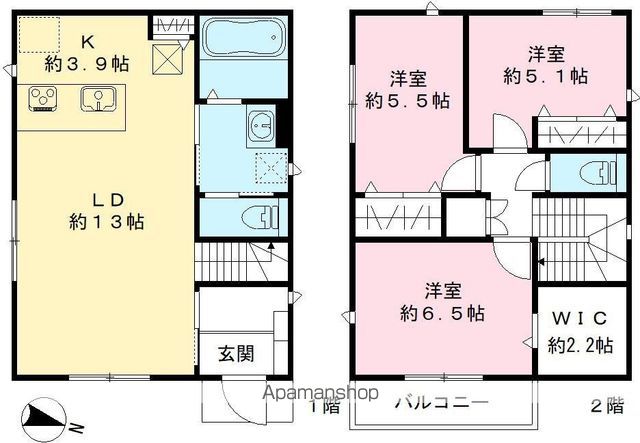 ＪＲ高崎線 桶川駅 徒歩33分 2階建 築2年の間取り写真