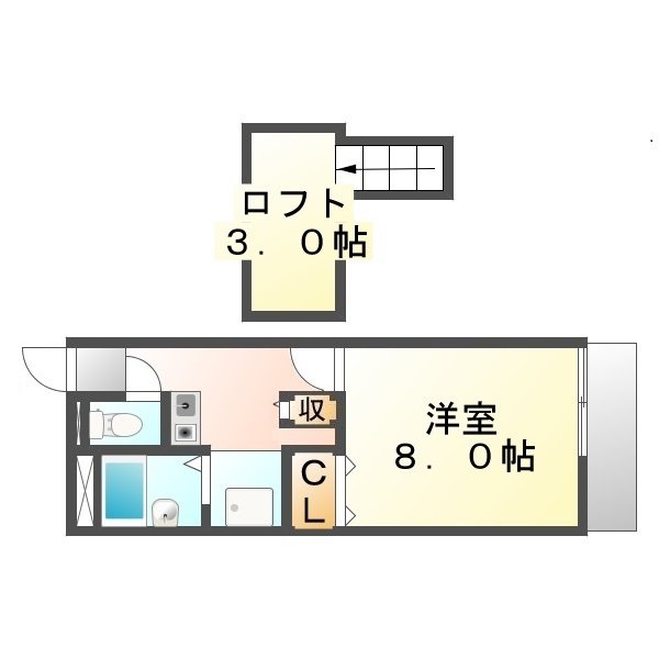 福山市奈良津町のアパートの間取り