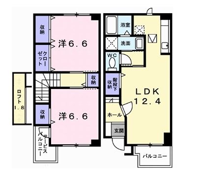 姫路市花田町加納原田のマンションの間取り