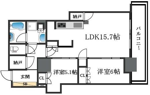 ローレルタワー堺筋本町の間取り