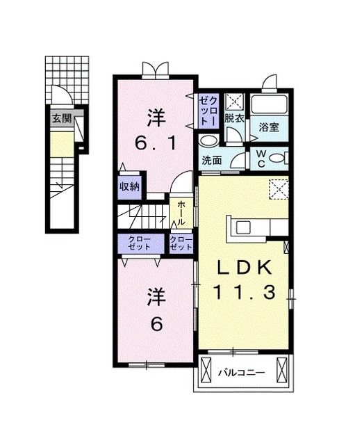 八代市植柳元町のアパートの間取り