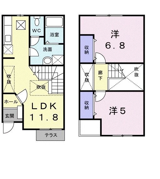 福島市方木田のアパートの間取り