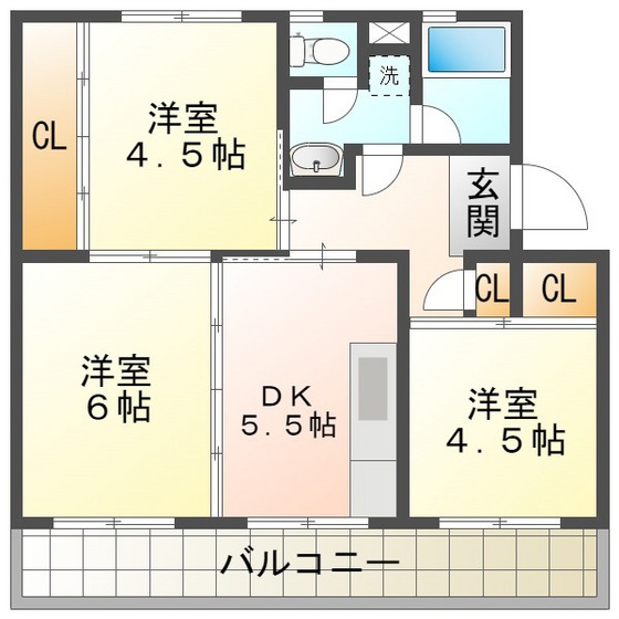 ビレッジハウス笹川１１２号棟の間取り