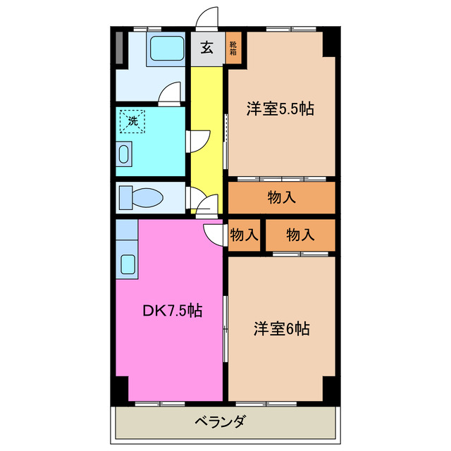 四日市市富田浜町のマンションの間取り