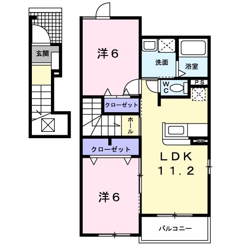 松阪市中林町のアパートの間取り