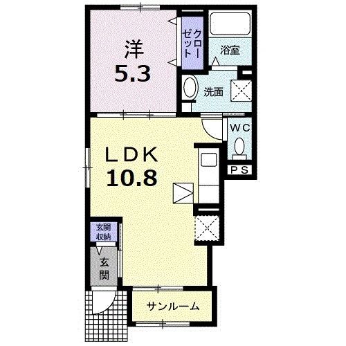 金沢市高尾台のアパートの間取り