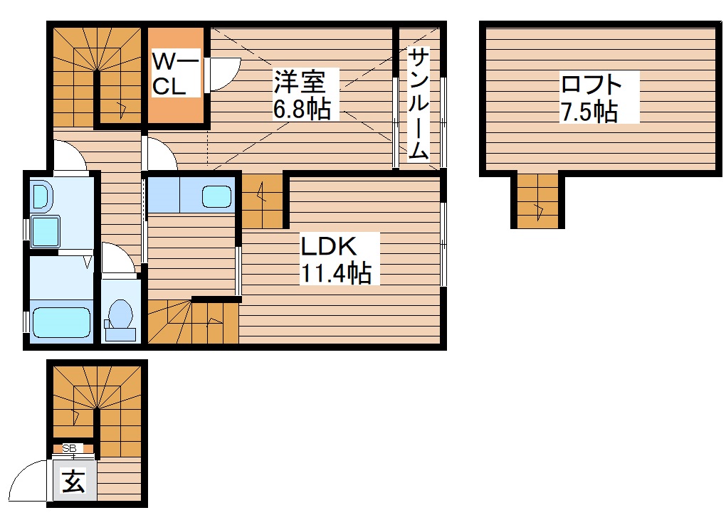 仮）利府町森郷新築アパートの間取り