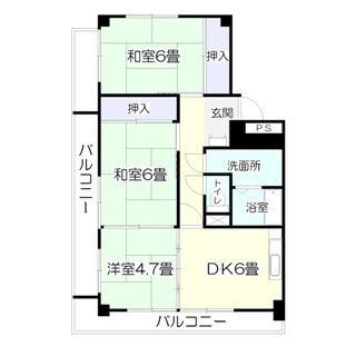 仙台市宮城野区二の森のマンションの間取り