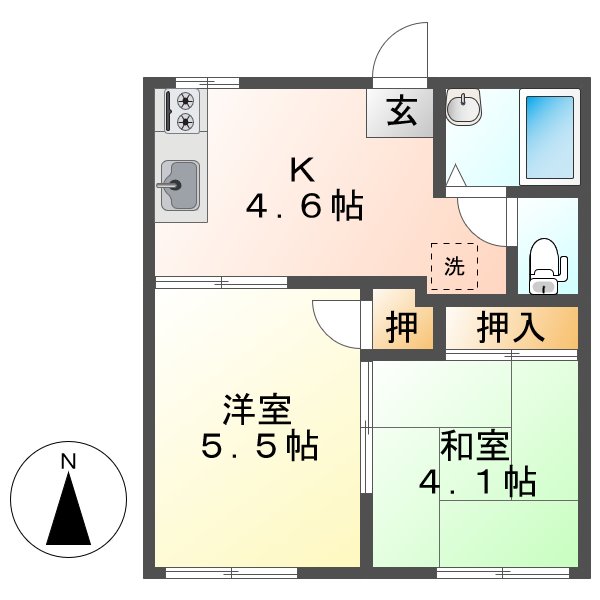 倉敷市川入のアパートの間取り