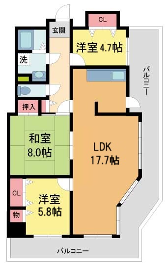 川西市栄町のマンションの間取り