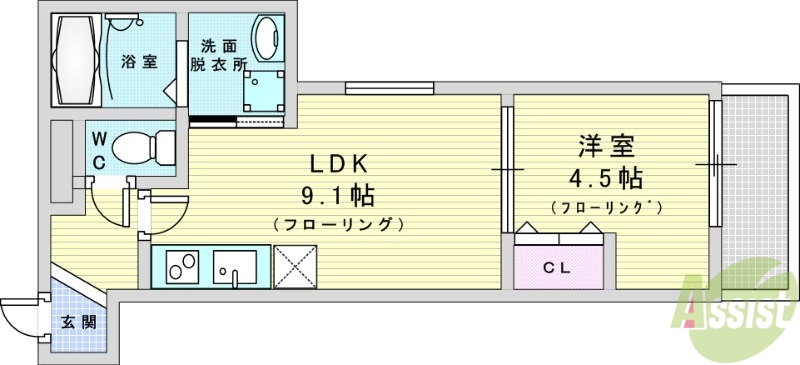 大阪市西淀川区出来島のアパートの間取り