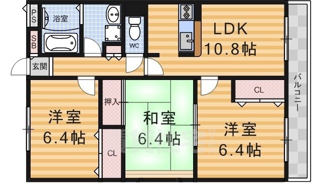 地下鉄東西線 小野駅 徒歩10分 2階建 築30年の間取り写真