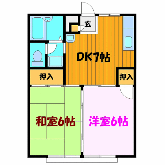 郡山市富久山町久保田のアパートの間取り