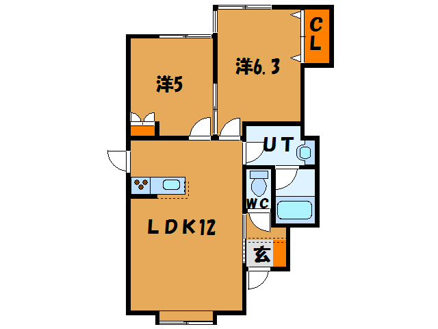 函館市時任町のアパートの間取り