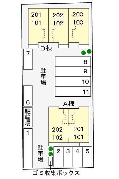 【鹿児島市中山町のアパートの駐車場】