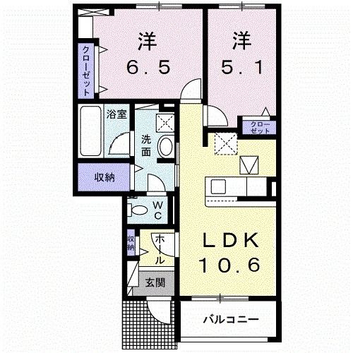 東大阪市横小路町のアパートの間取り