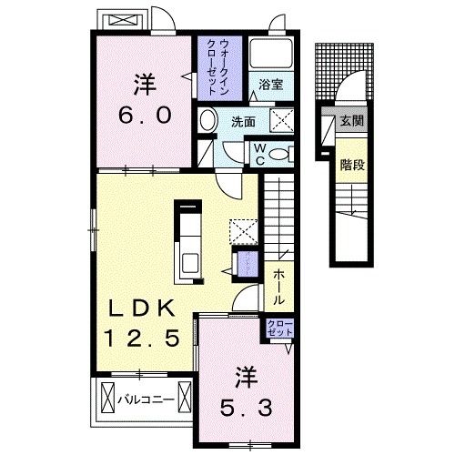 岩国市玖珂町のアパートの間取り