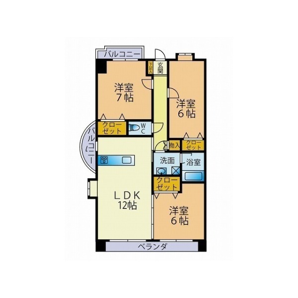 【福岡市博多区諸岡のマンションの間取り】