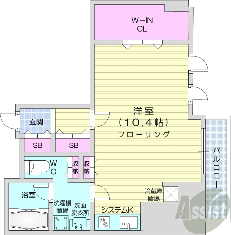 札幌市中央区大通西のマンションの間取り