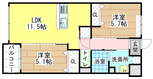 北九州市門司区西海岸のマンションの間取り