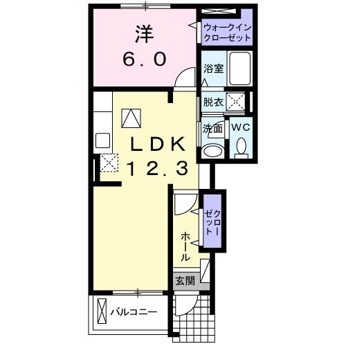 橿原市東坊城町のアパートの間取り