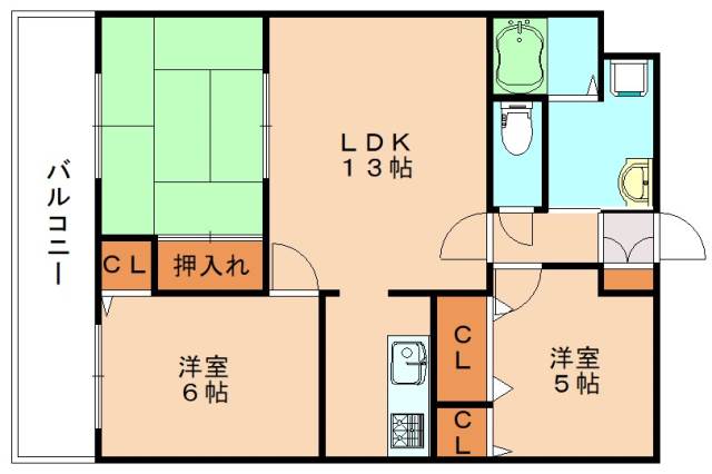 飯塚市新飯塚のマンションの間取り