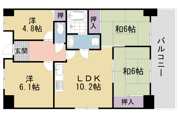 京都市伏見区上油掛町のマンションの間取り