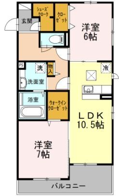 【藤沢市菖蒲沢のアパートの間取り】