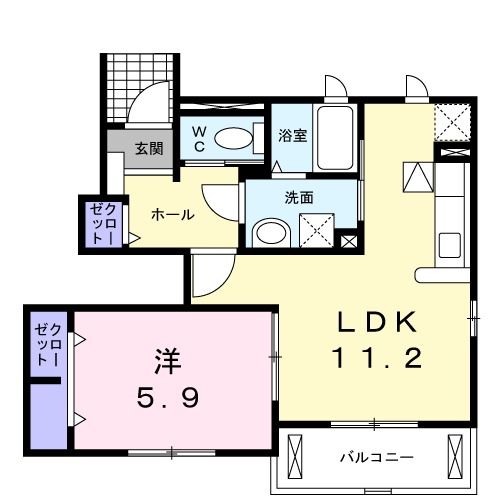 【岡山市中区土田のアパートの間取り】