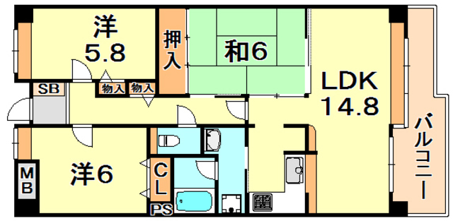 ライオンズマンション垂水北の間取り写真