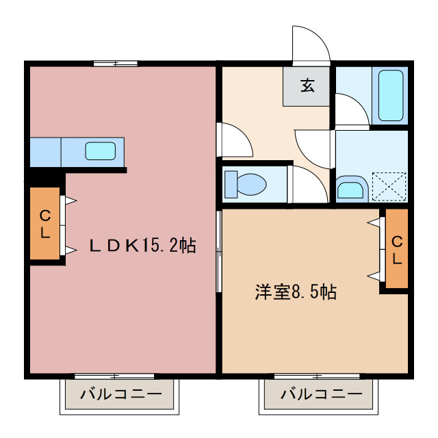 度会郡玉城町中楽のアパートの間取り