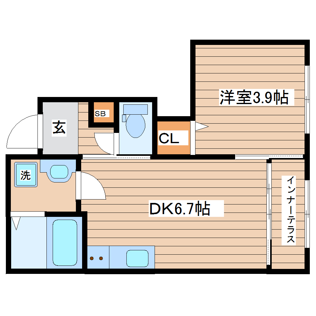 仙台市青葉区桜ケ丘のアパートの間取り